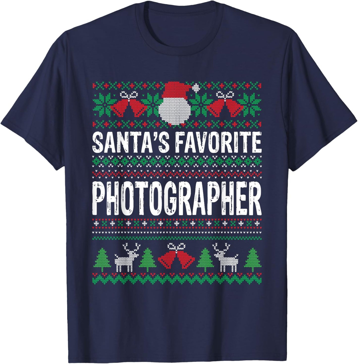 Photographer Christmas Santa's Favorite Photographer T-Shirt - T-Shirt | Navy