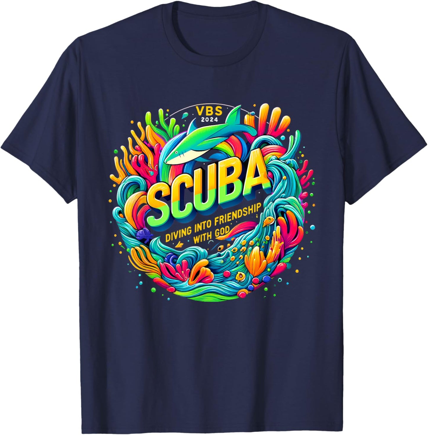 Scuba Diving Into Friendship with God Christian VBS 2026 T-Shirt - T-Shirt | Navy
