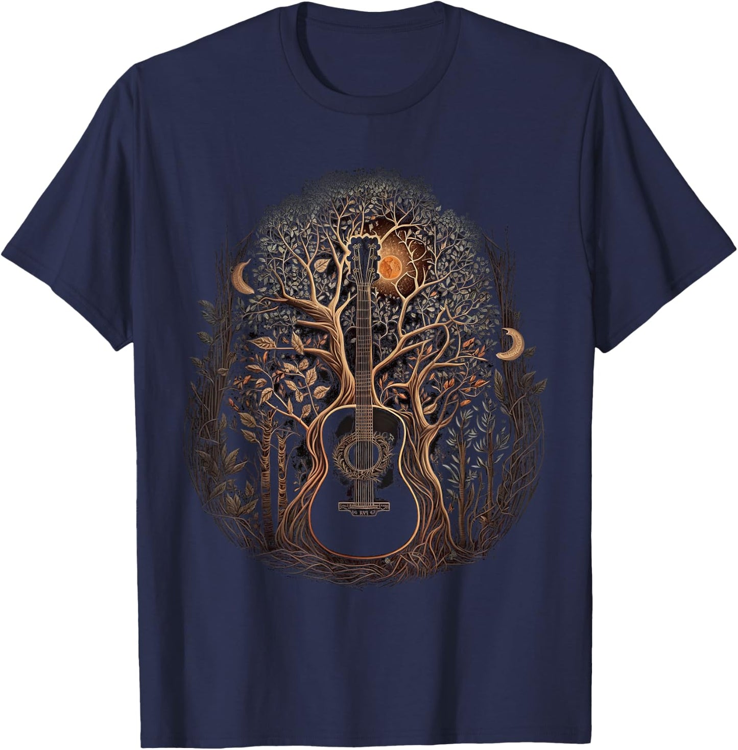 Guitar and Trees Guitars in Nature Plant Guitarist T-Shirt - T-Shirt | Navy