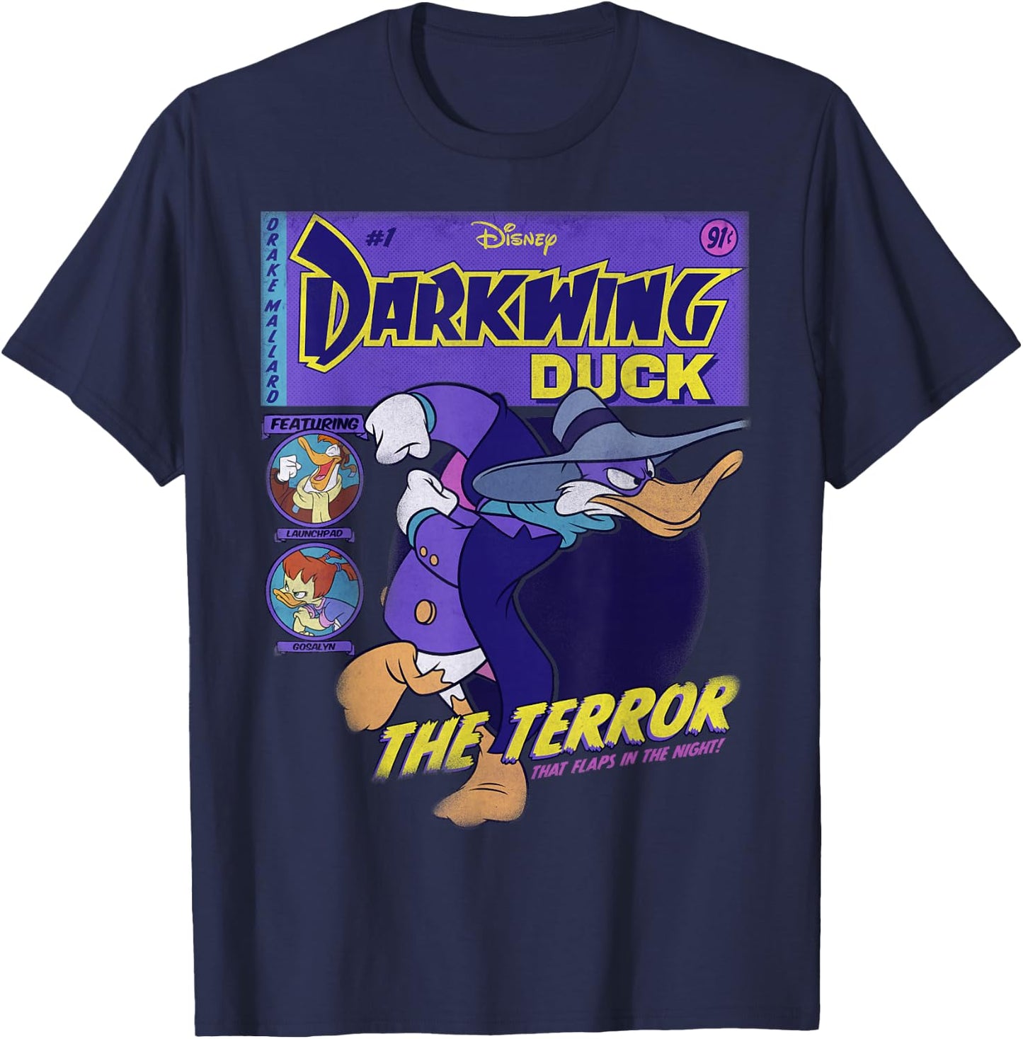 Disney Darkwing Duck Black : Classic Fit, , Adult, Short Sleeve T-Shirt - T-Shirt | Navy