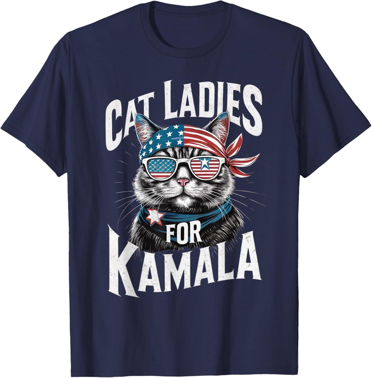 Cat Ladies for Kamala 2024 President Kamala-Harris T-Shirt - T-Shirt | Navy