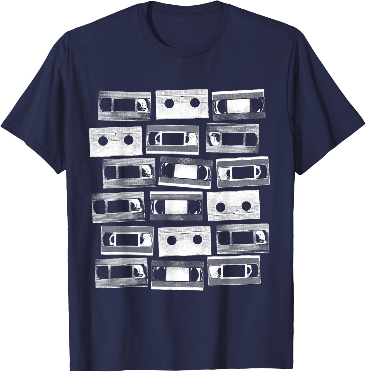 VHS Cassette Tapes 1980s VCR Video Retro Movies T-Shirt - T-Shirt | Navy