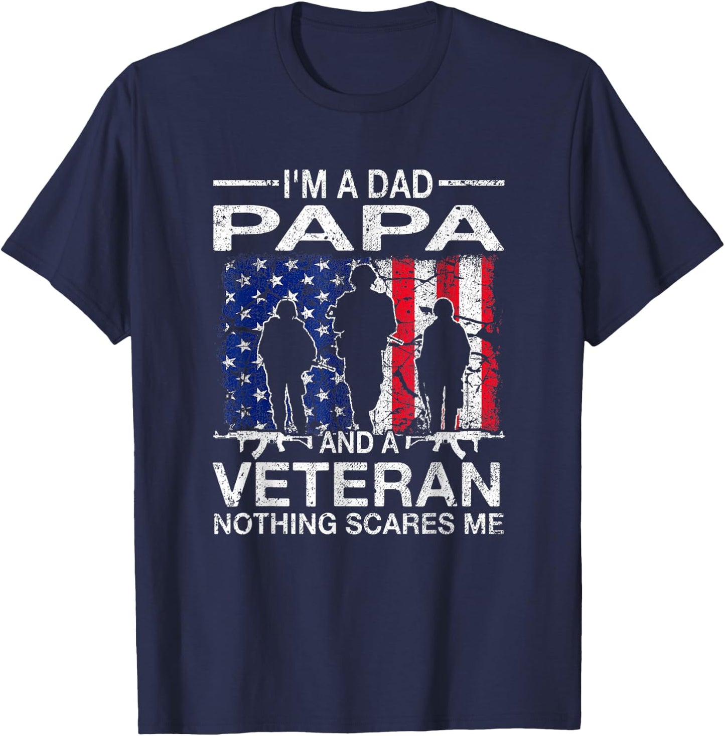 Papa and Veteran Military Fathers Day Gift Proud Army Dad T-Shirt - T-Shirt | Navy