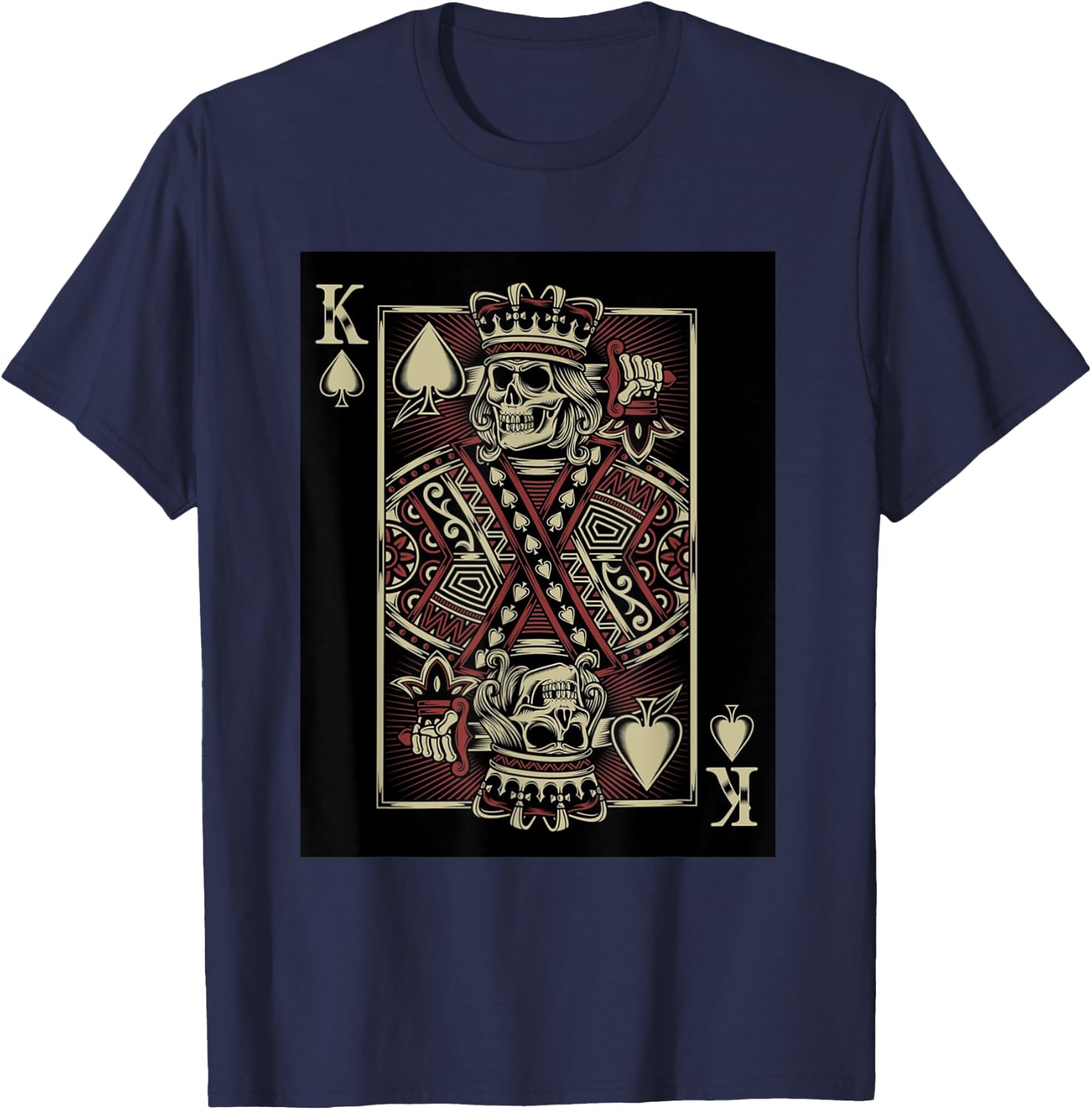 King of Death Grim Reaper Playing Card T-Shirt - T-Shirt | Navy