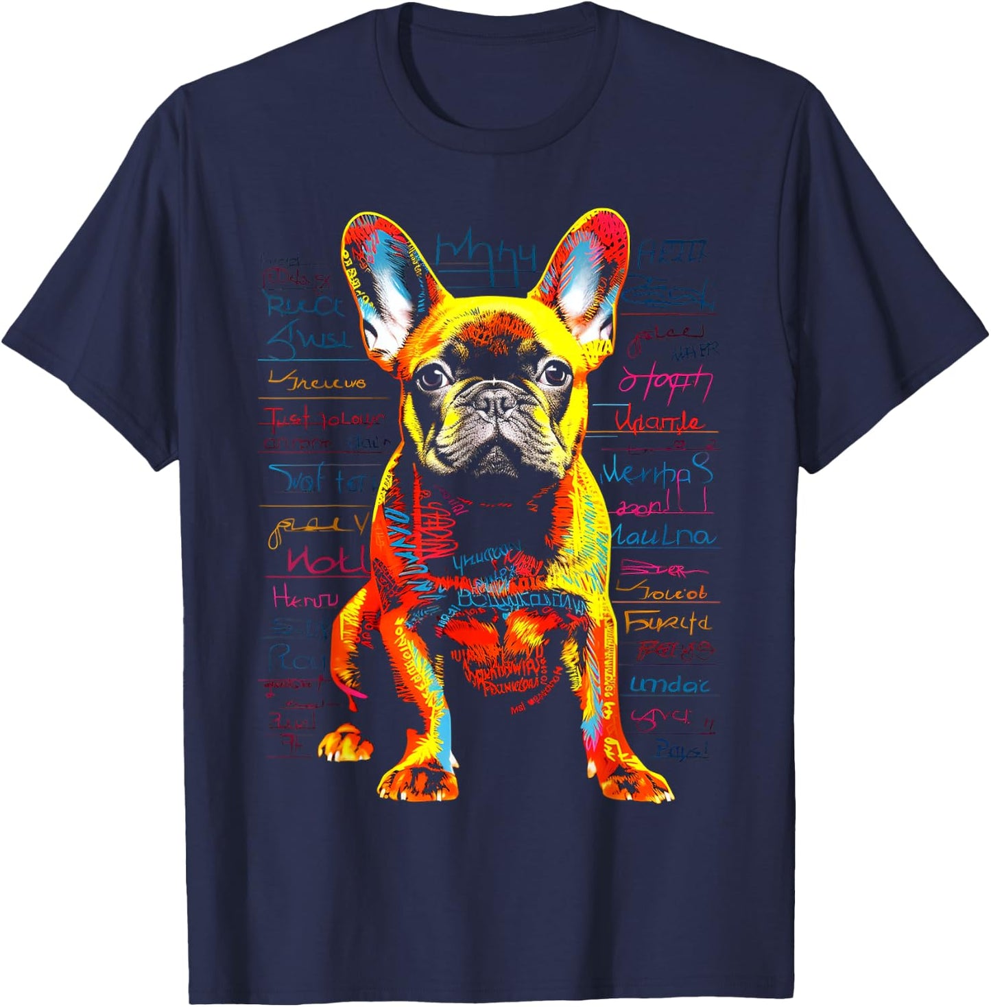 French Bulldog Dog Animal Pet Art Graphic French Bulldog T-Shirt - T-Shirt | Navy