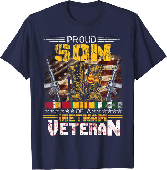Proud Son Of A Vietnam Veteran Shirt | Vietnam War Vet T-Shirt - T-Shirt | Navy