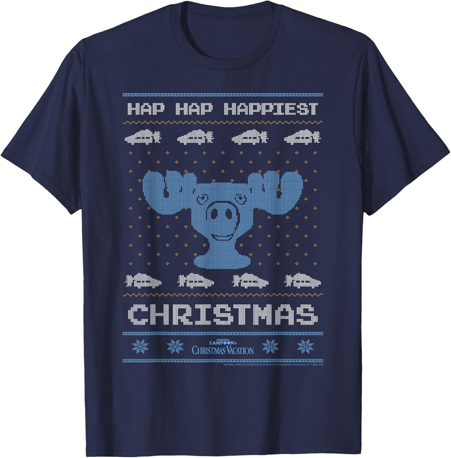 National Lampoon's Christmas Vacation Hap Hap Happiest Ugly T-Shirt - T-Shirt | Navy