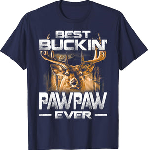Best Buckin' Pawpaw Ever Deer Hunting Bucking Father T-Shirt - T-Shirt | Navy