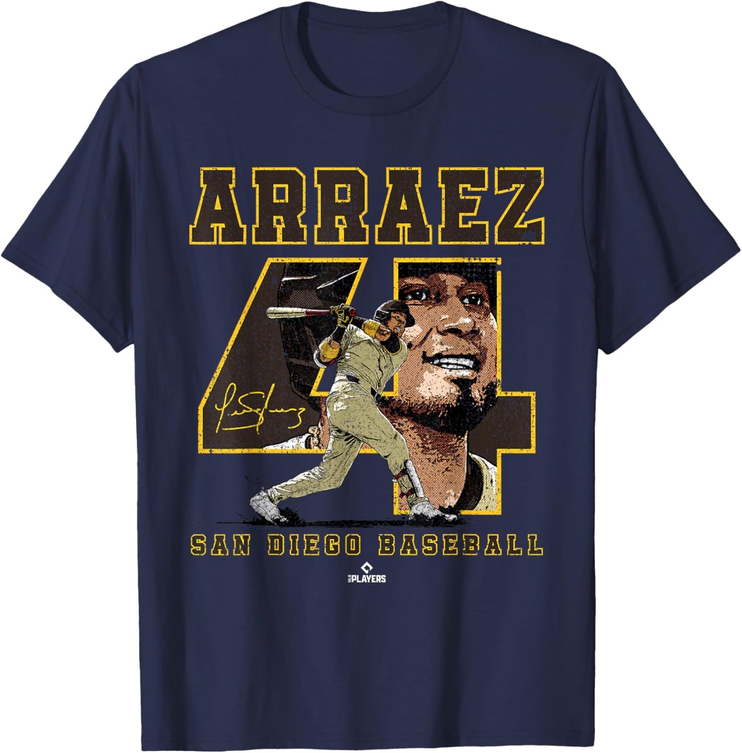 Number and Portrait Luis Arraez San Diego MLBPA T-Shirt - T-Shirt | Navy