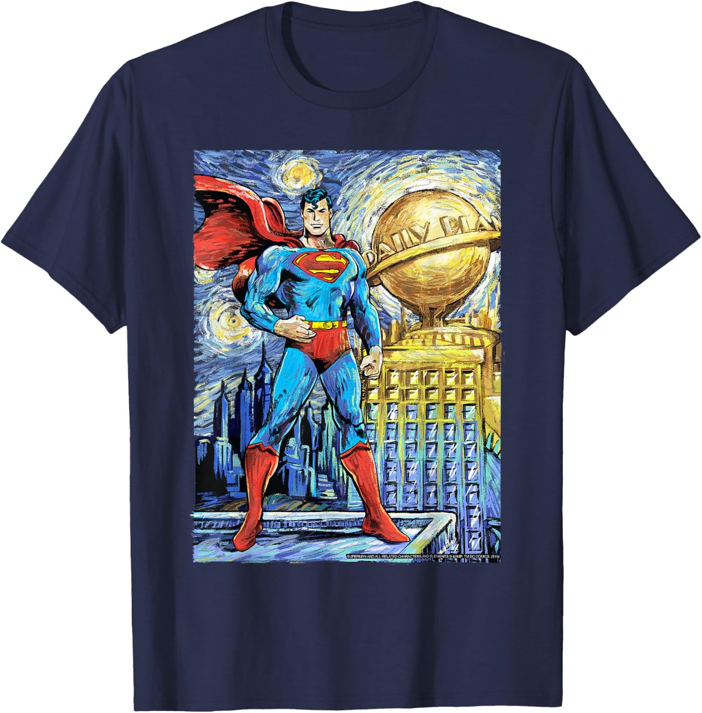 DC Comics Superman Starry Night Style Portrait T-Shirt - T-Shirt | Navy