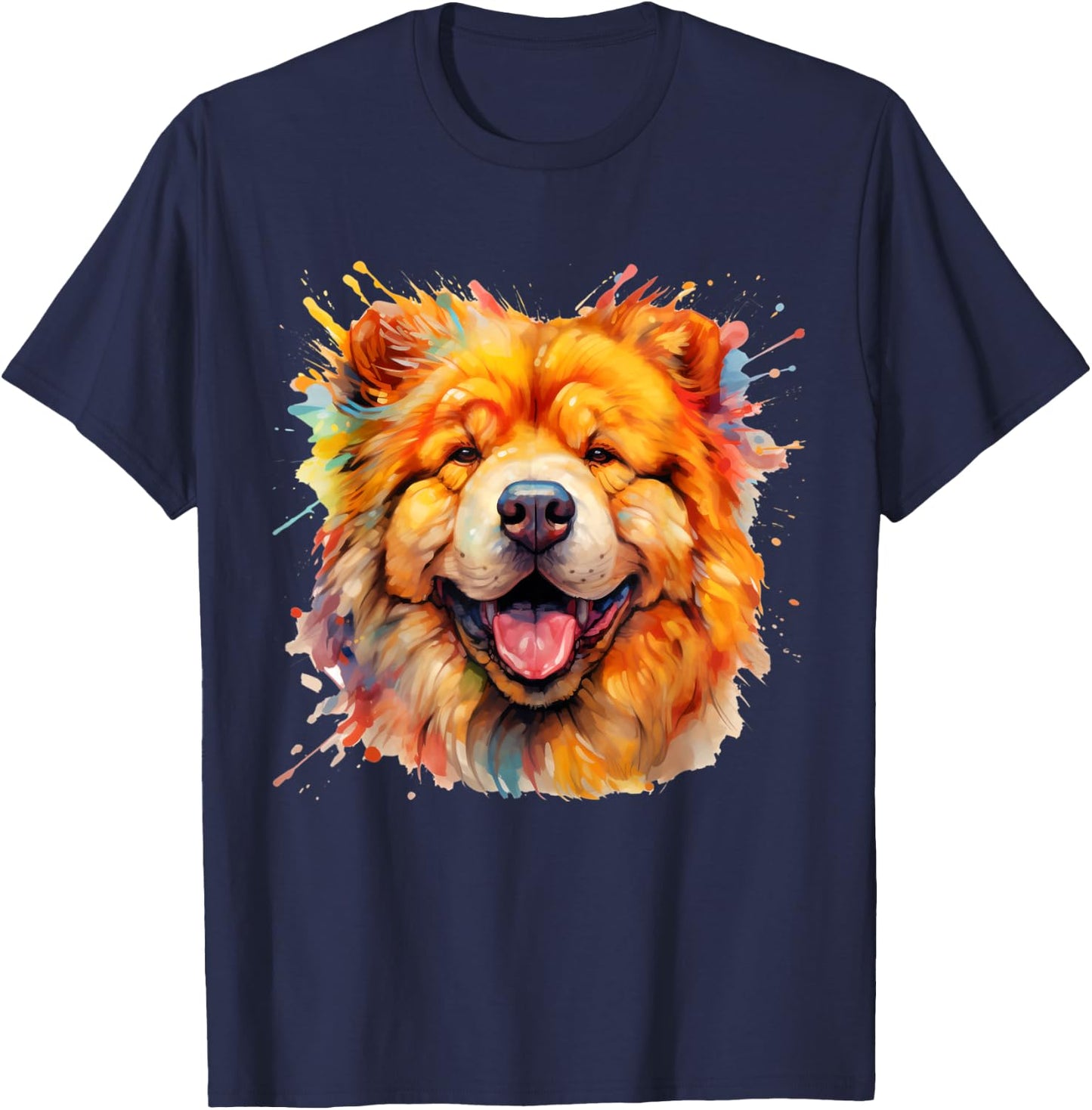 Chow Portrait | Portrait Colour Artwork T-Shirt - T-Shirt | Navy