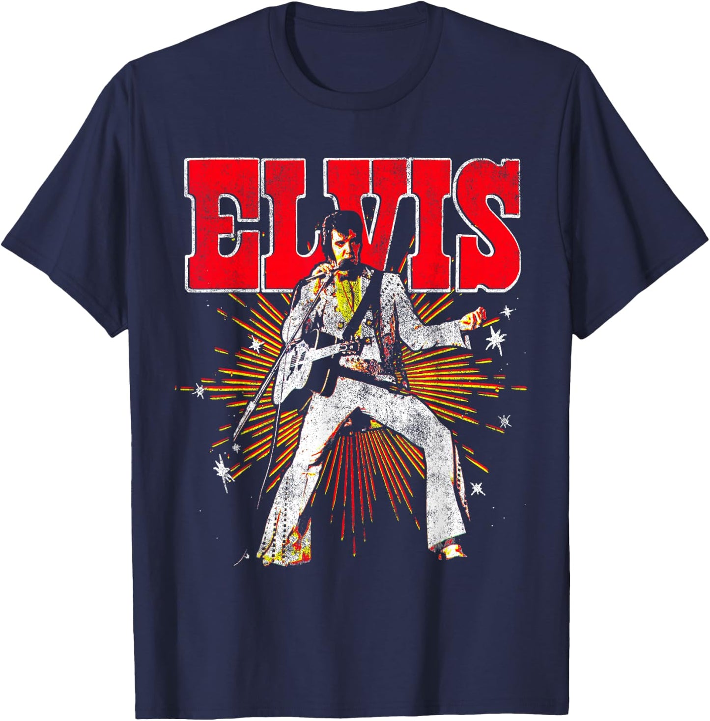 Elvis Presley Official Retro Short Sleeve T-Shirt - T-Shirt | Navy