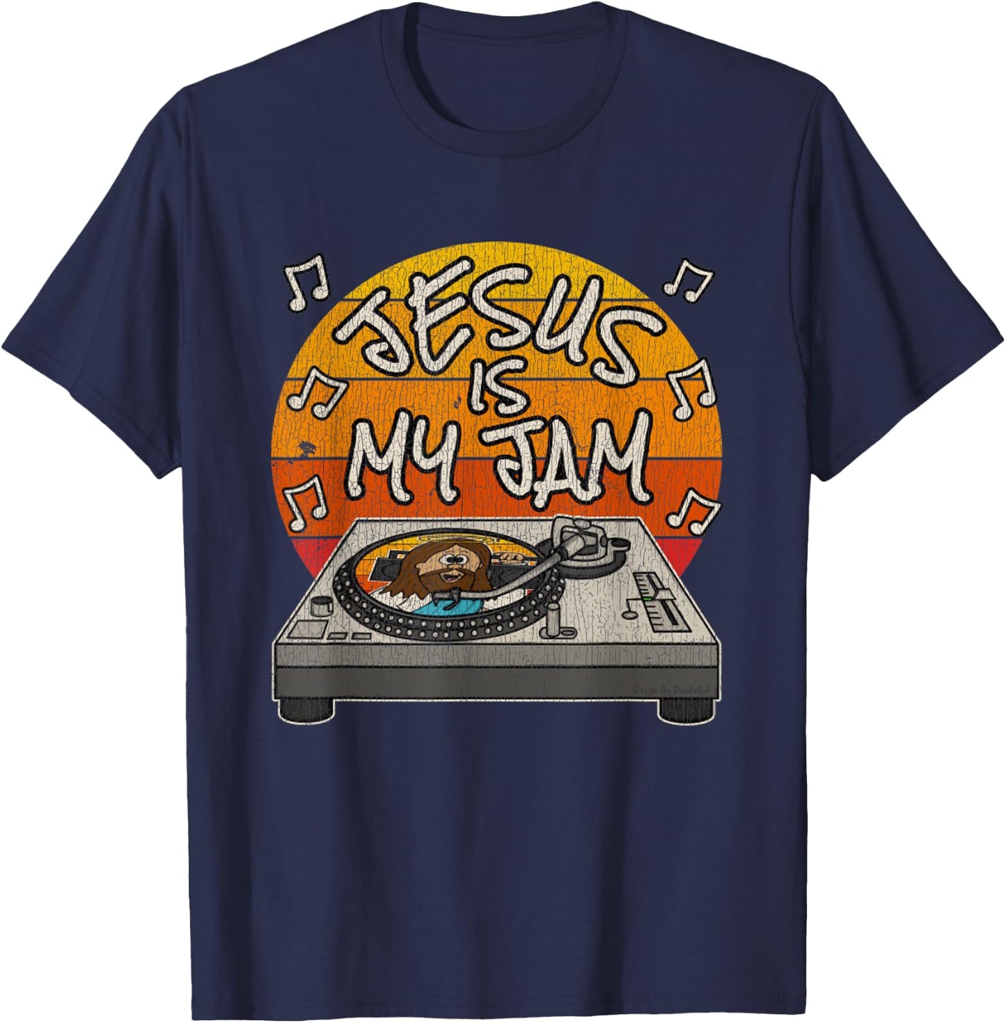 Vintage Jesus Is My Jam Christian DJ Church Musician T-Shirt - T-Shirt | Navy