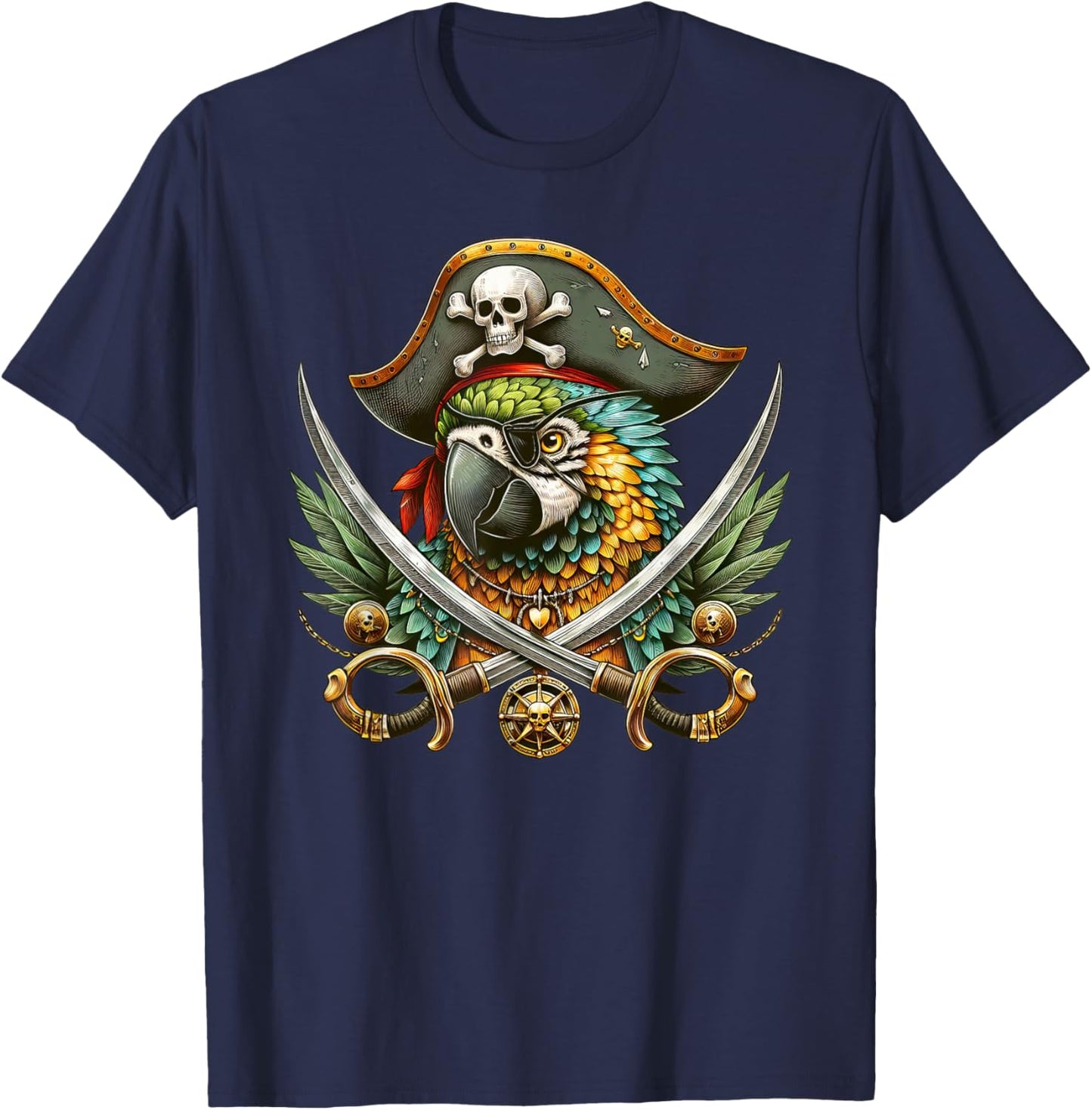 Funny Parrot Pirate Crossbones Halloween Kids T-Shirt - T-Shirt | Navy