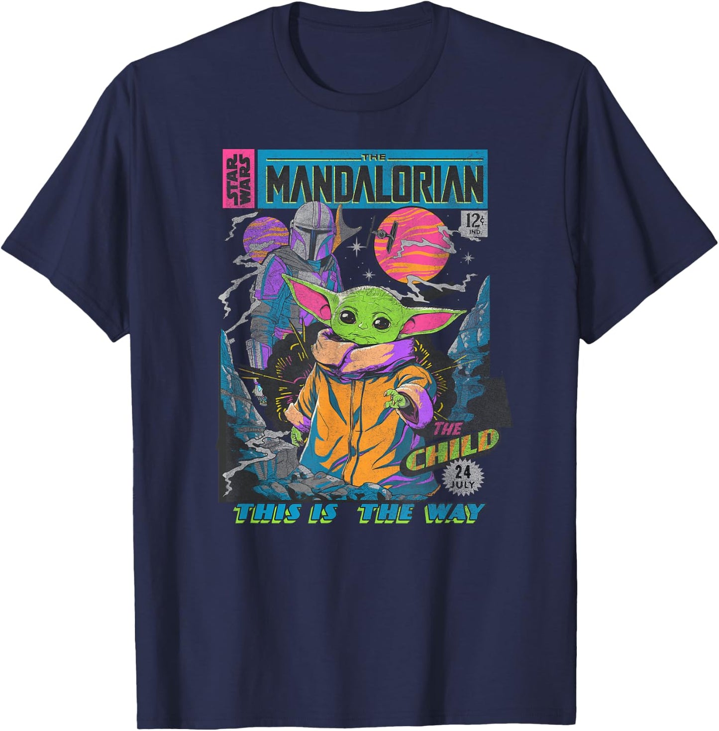 Star Wars: The Mandalorian The Child Comic Book T-Shirt - T-Shirt | Navy