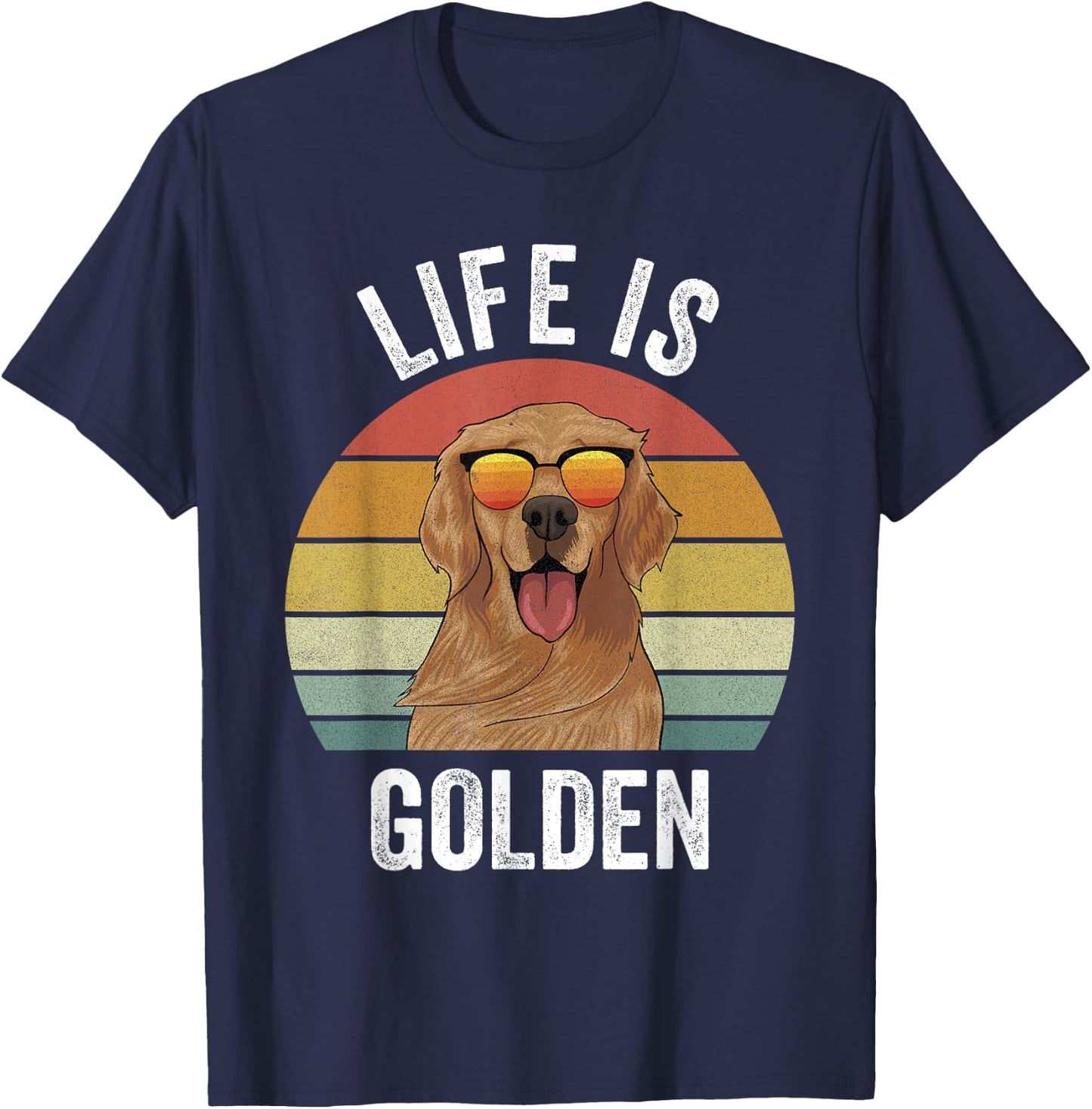 Retro Golden Retriever Funny Dog Women Girls Kids T-Shirt - T-Shirt | Navy
