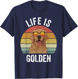 Retro Golden Retriever Funny Dog Women Girls Kids T-Shirt - T-Shirt | Navy