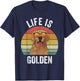Retro Golden Retriever Funny Dog Women Girls Kids T-Shirt - T-Shirt | Navy