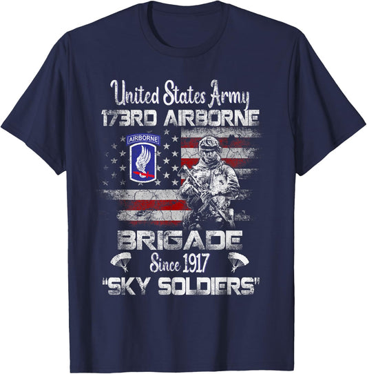173rd Airborne Brigade Flag Veteran Airborne Paratrooper T-Shirt - T-Shirt | Navy