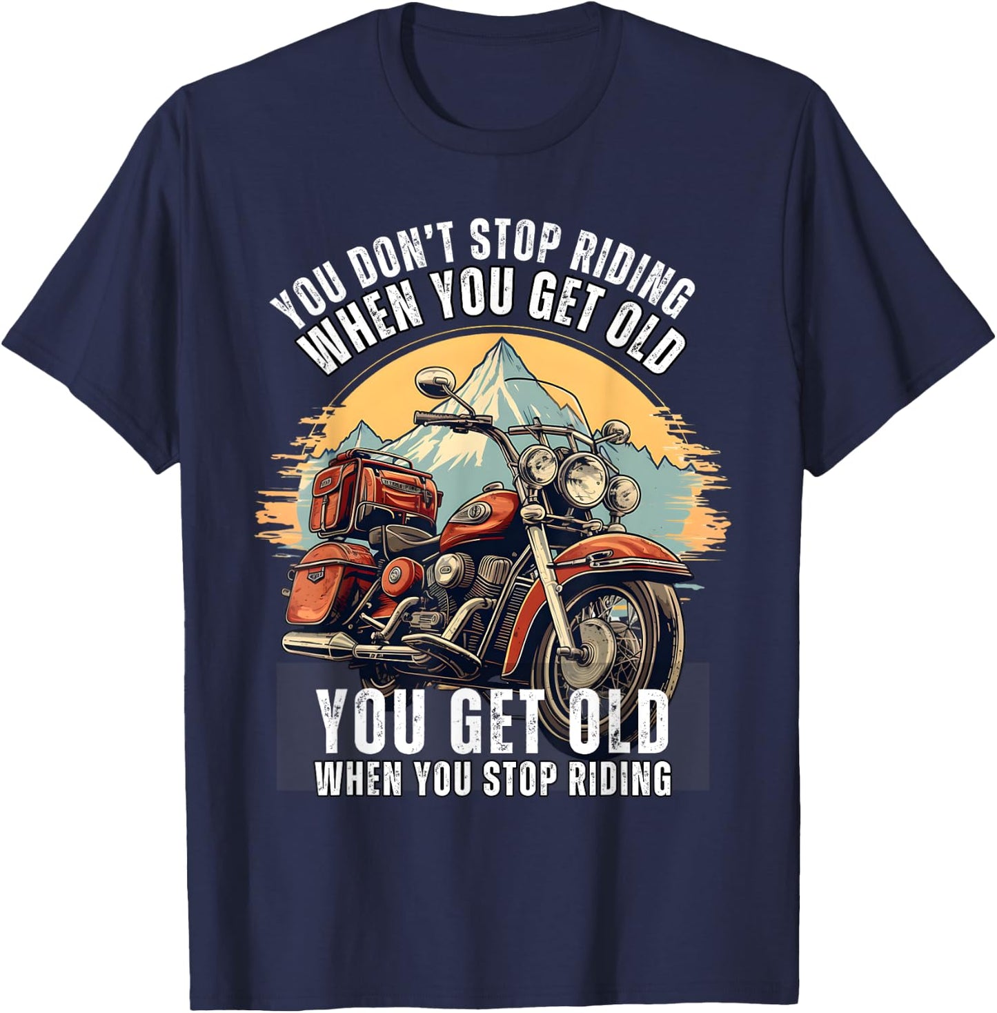 Biker's Nostalgia: Embrace the Vintage Motorcycle Era T-Shirt - T-Shirt | Navy