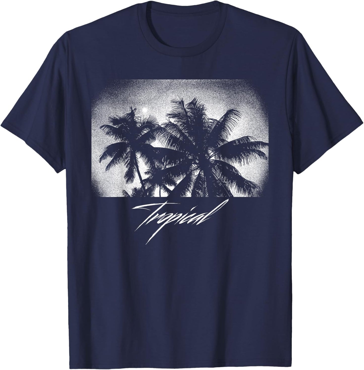 Palm Tree Silhouette Tree design, Vintage Graphic gift T-Shirt - T-Shirt | Navy