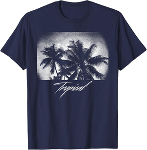 Palm Tree Silhouette Tree design, Vintage Graphic gift T-Shirt - T-Shirt | Navy