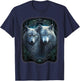 Wolf Wolves in Forest by Night Moon Fantasy Art Wildlife T-Shirt - T-Shirt | Navy