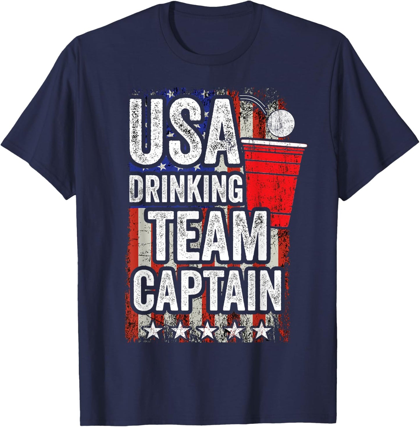 USA Drinking Team Captain Funny Drinking Game Party T-Shirt - T-Shirt | Navy