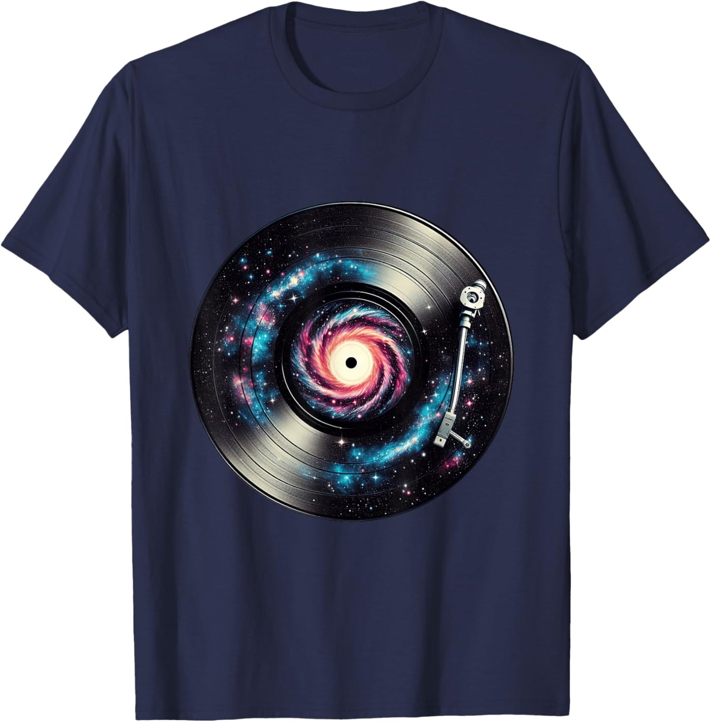 Turntable EDM Vinyl Record Player Galaxy Spiral T-Shirt - T-Shirt | Navy