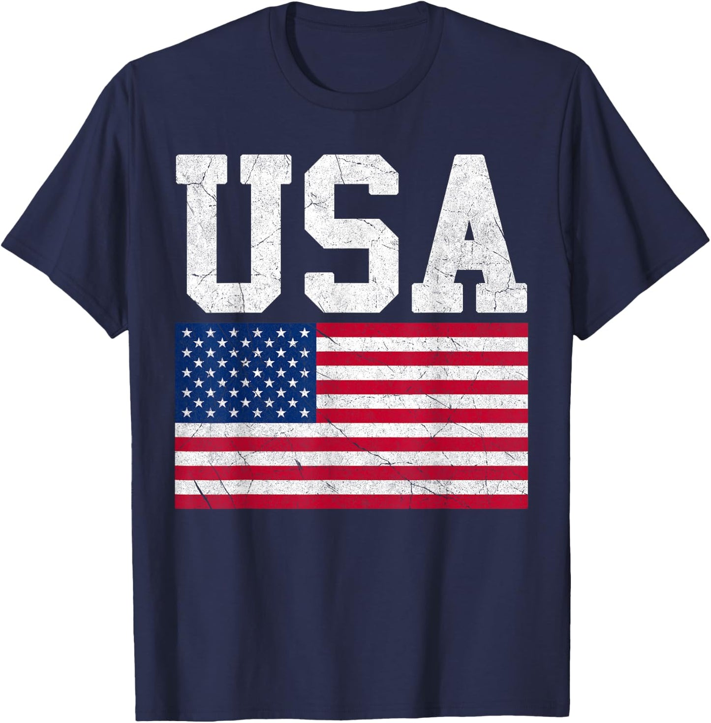 American Flag USA Patriotic Women Men Boys Girls July 4th US T-Shirt - T-Shirt | Navy