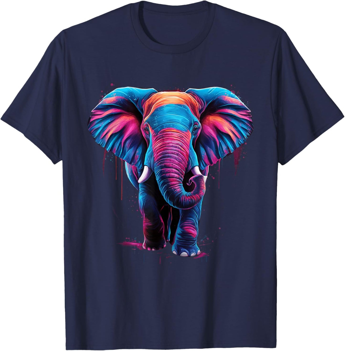 Elephant Colorful Pop Art Elephant Lovers T-Shirt - T-Shirt | Navy