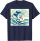 Cool Surfing Bunny Rabbit - Japanese Great Big Wave Funny T-Shirt - T-Shirt | Navy