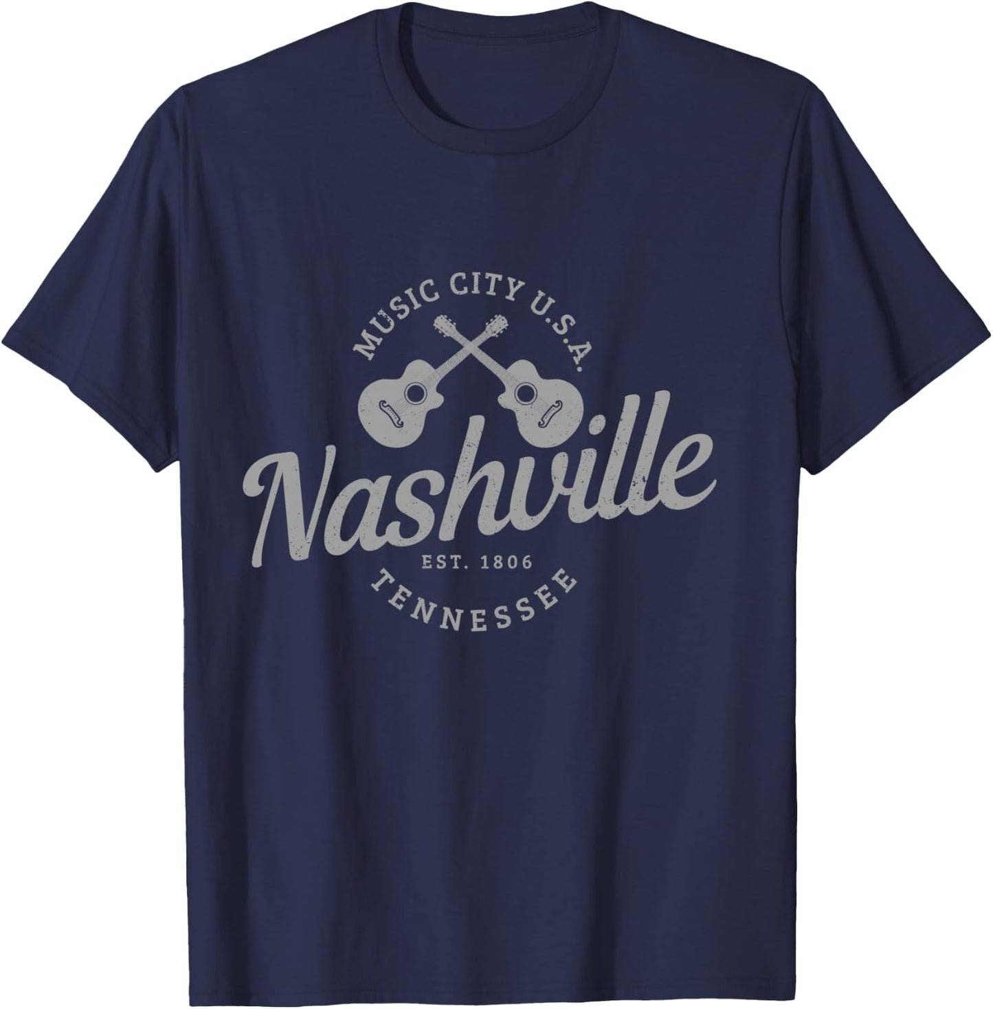 Nashville Tennessee Guitar Country Music City Souvenir T-Shirt - T-Shirt | Navy