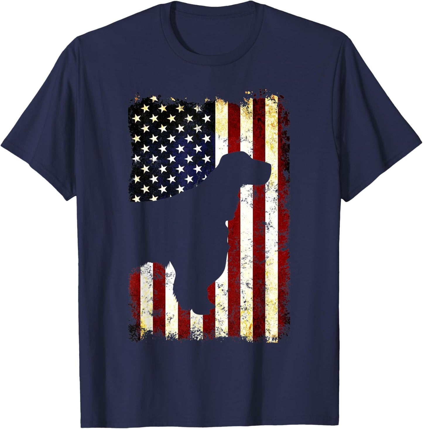 English Springer Spaniel Silhouette American Flag Women Men T-Shirt - T-Shirt | Navy