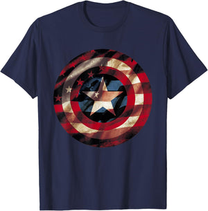 Marvel Captain America Avengers Shield Flag T-Shirt - T-Shirt | Navy