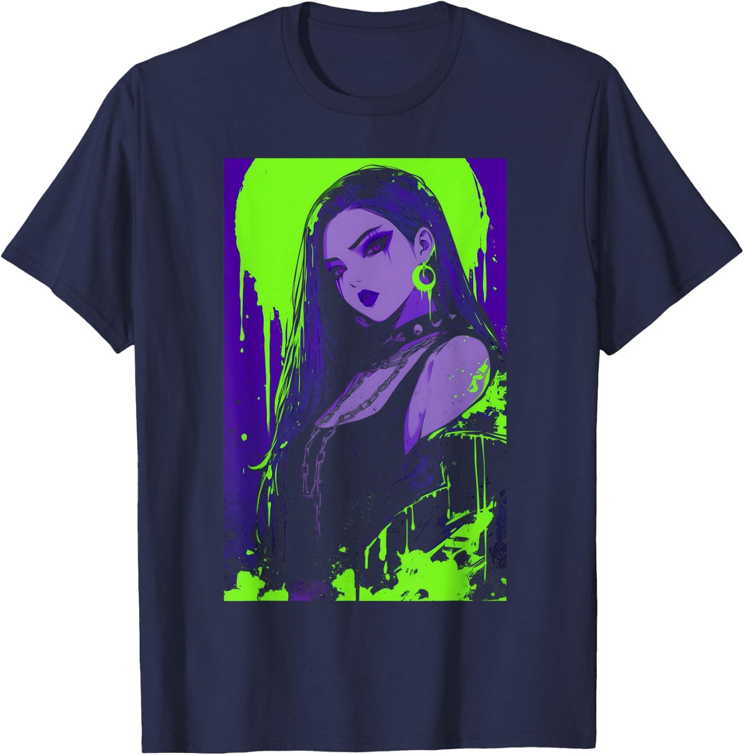 Cybergoth Cybercore Grunge Punk Goth Girl Alt Anime Manga T-Shirt - T-Shirt | Navy