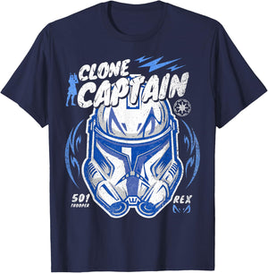 Star Wars: The Clone Wars Clone Captain Rex Big Face T-Shirt - T-Shirt | Navy