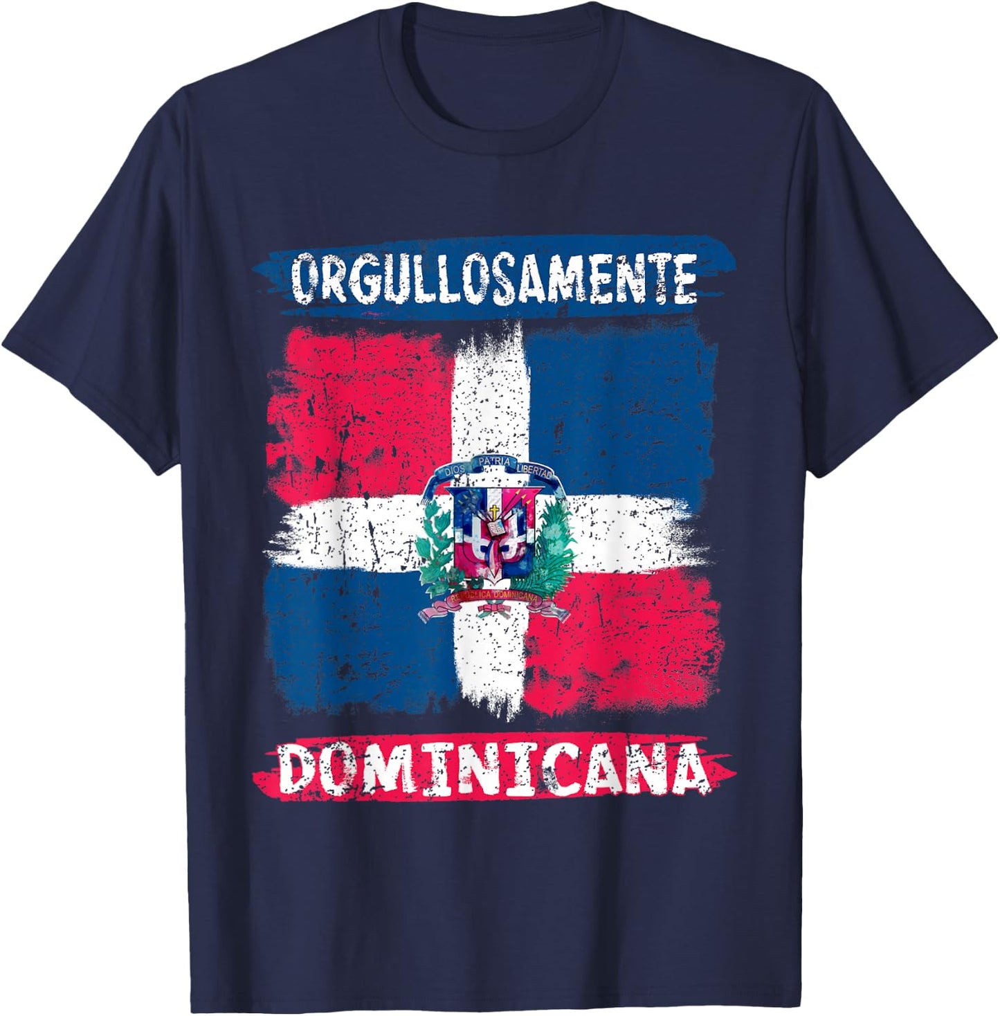 Dominican Republic Flag Painted Orgullosamente Dominicana T-Shirt - T-Shirt | Navy
