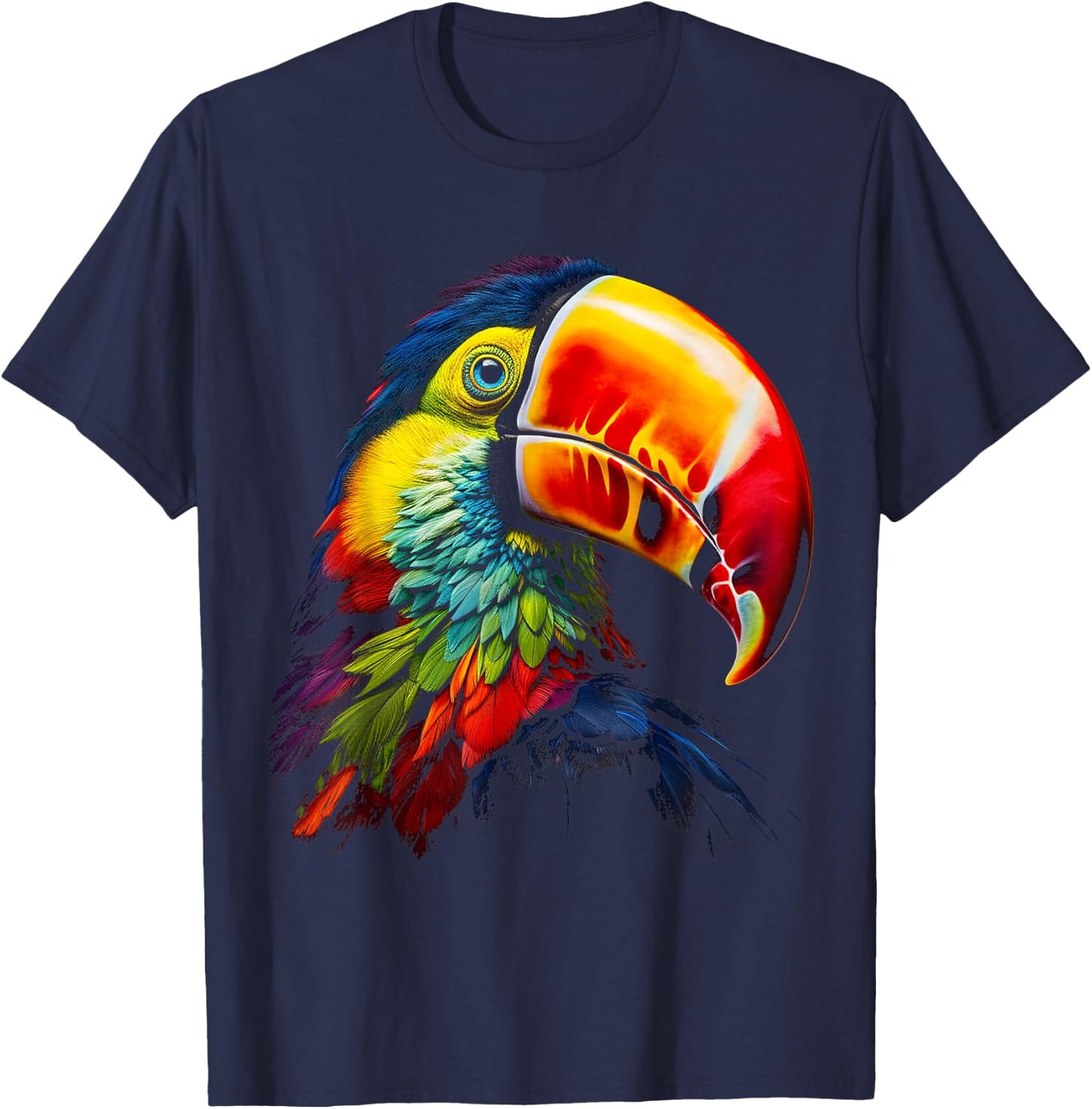 Toucan Bird Art Face Animal Coloful Motif Toucan T-Shirt - T-Shirt | Navy