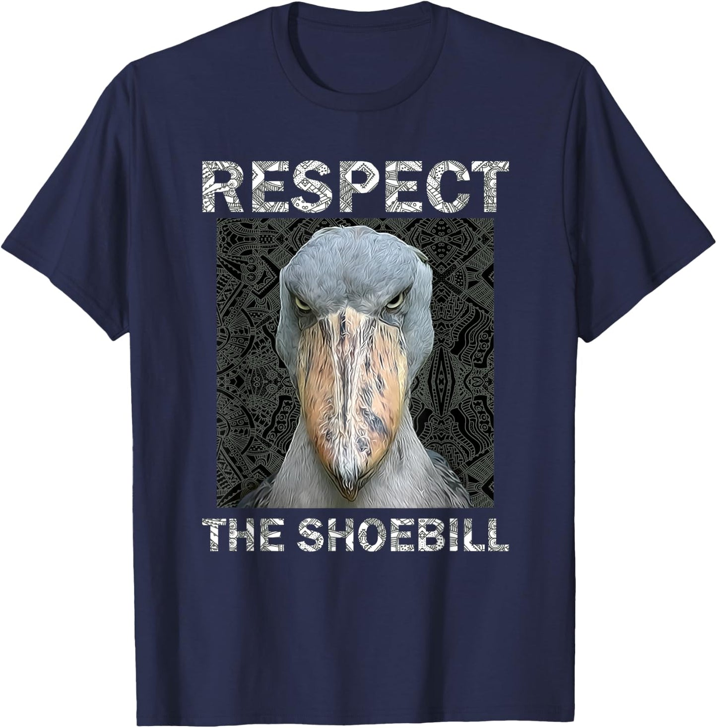 Respect The Shoebill African Bird Aztec Mayan Bird Lover T-Shirt - T-Shirt | Navy