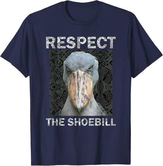 Respect The Shoebill African Bird Aztec Mayan Bird Lover T-Shirt - T-Shirt | Navy