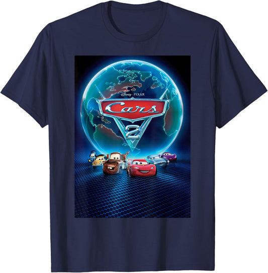 Disney Pixar Cars 2 Classic Movie Poster T-Shirt - T-Shirt | Navy