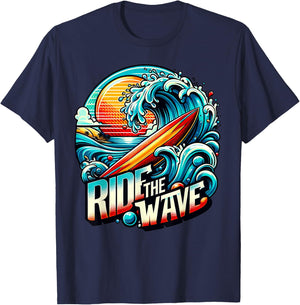 Ride The Wave - Surfing T-Shirt - T-Shirt | Navy