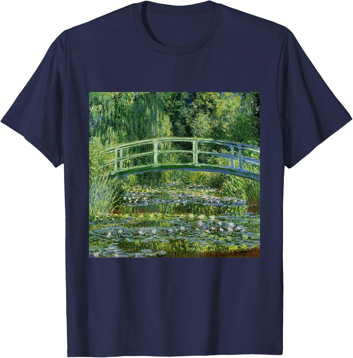 Monets Water Lilies and Japanese Bridge T-Shirt - T-Shirt | Navy