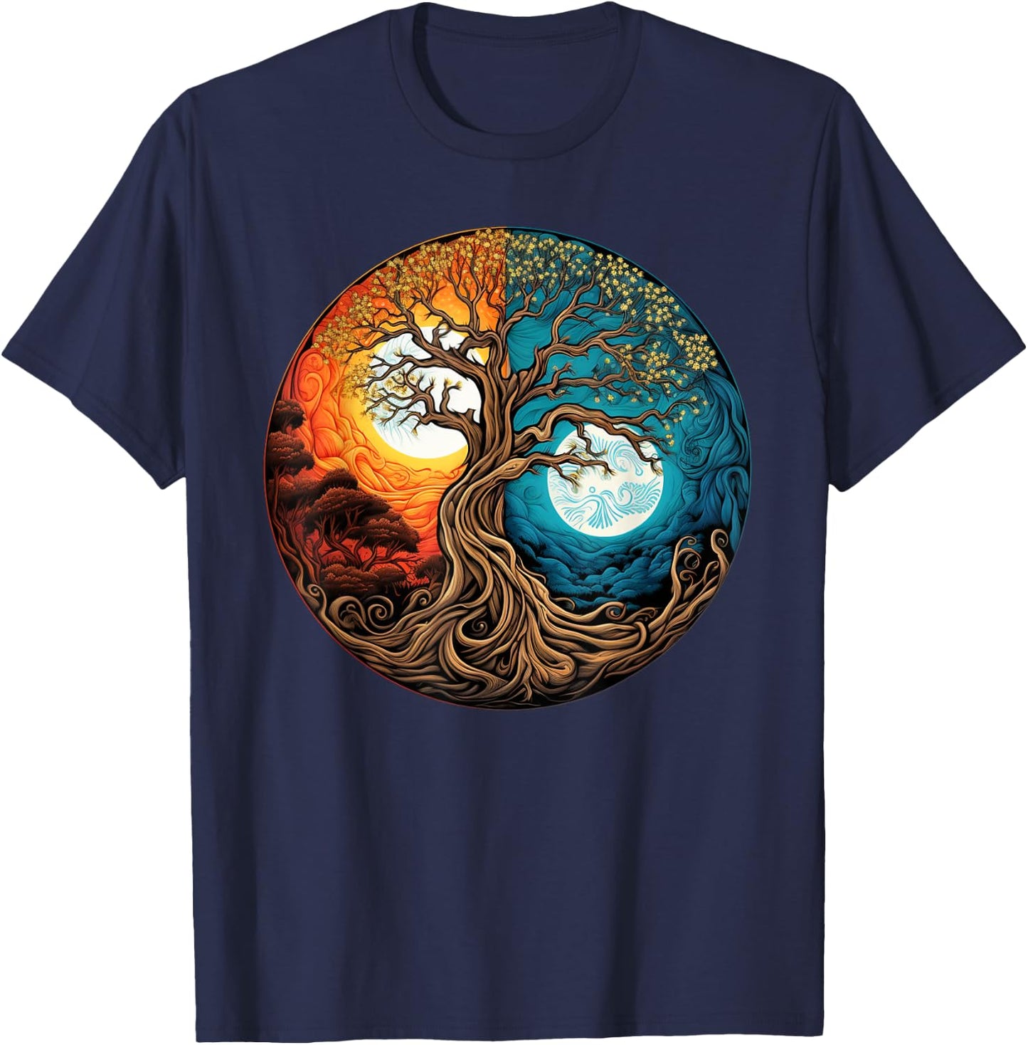Yin Yang Tree of Life T-Shirt - T-Shirt | Navy