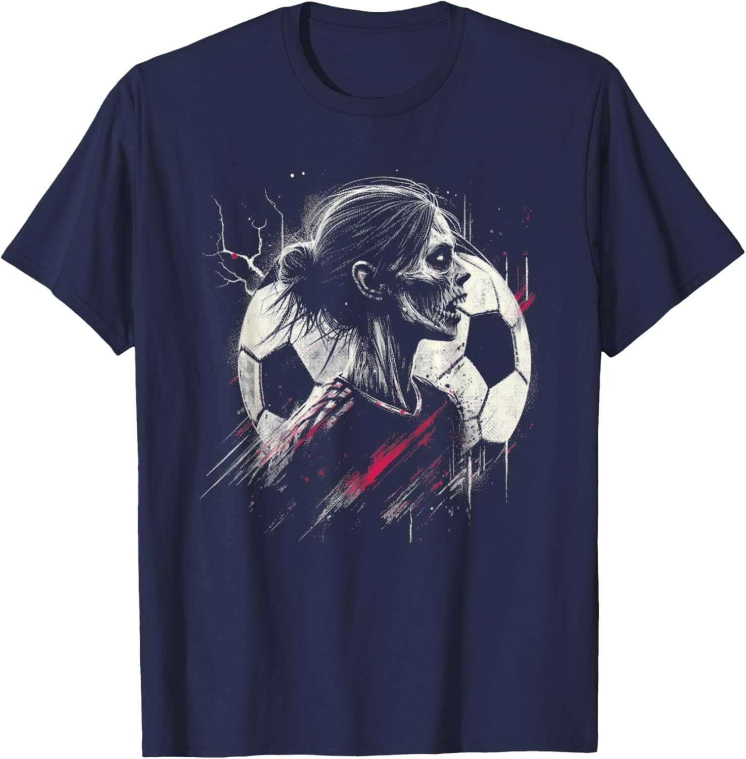 Female Zombie Soccer Player - Creepy Soccer Halloween Lover T-Shirt - T-Shirt | Navy