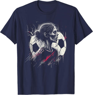 Female Zombie Soccer Player - Creepy Soccer Halloween Lover T-Shirt - T-Shirt | Navy