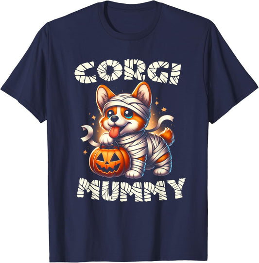 Cute Halloween Costume Welsh Corgi Mummy Dog Lover T-Shirt - T-Shirt | Navy