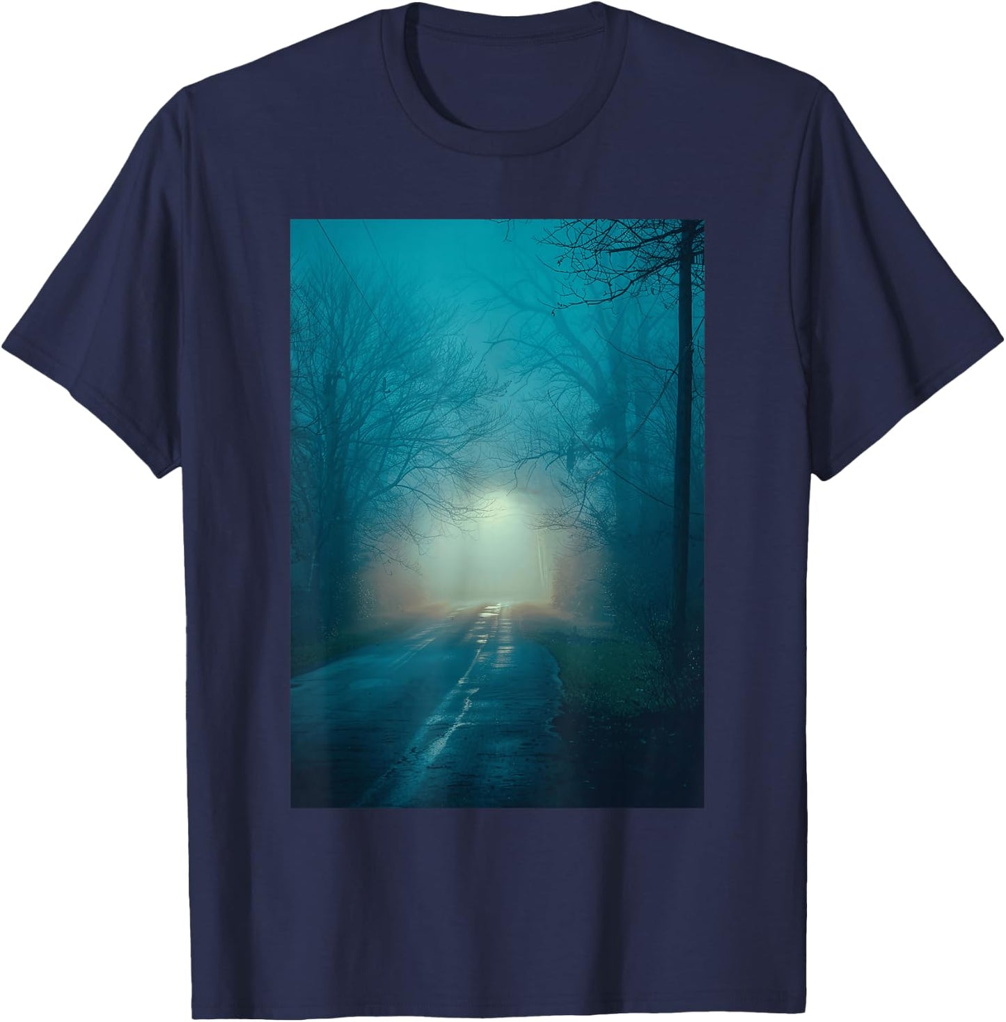 Liminal Room: Foggy Night Street Lighting T-Shirt - T-Shirt | Navy