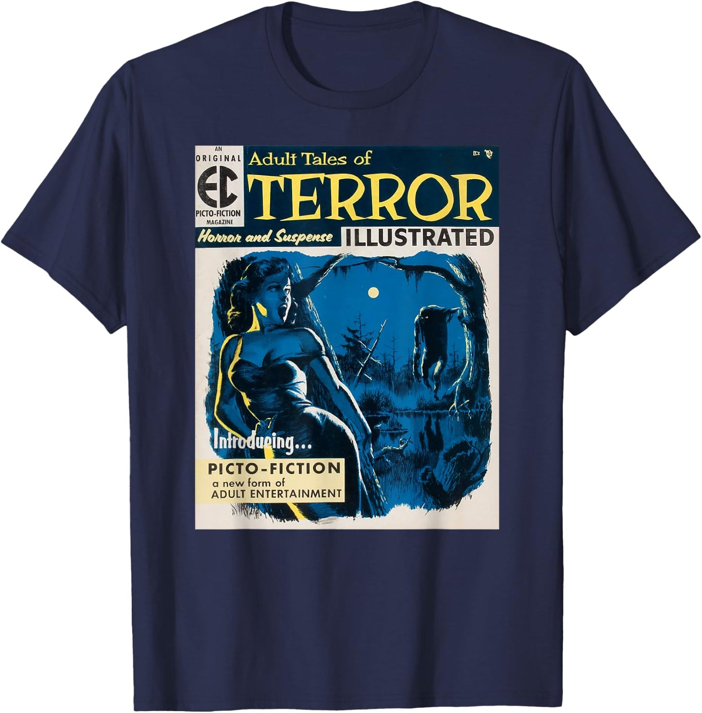 Horror Movie Vintage Pinup Girl Halloween Monster Sexy Art T-Shirt - T-Shirt | Navy